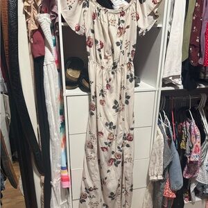 Source Unknown Cream Floral Off-Shoulder Maxi Dress